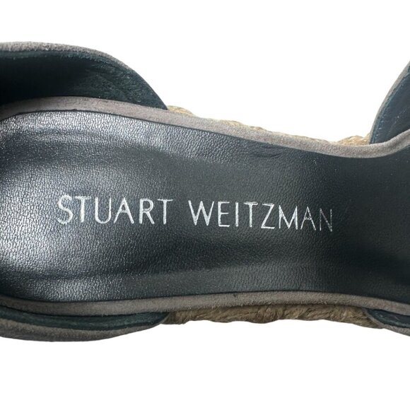 Stuart Weitzman Soho Jute Gal Platform Espadrille Topo Taupe Suede Leather 6.5 - Picture 11 of 14